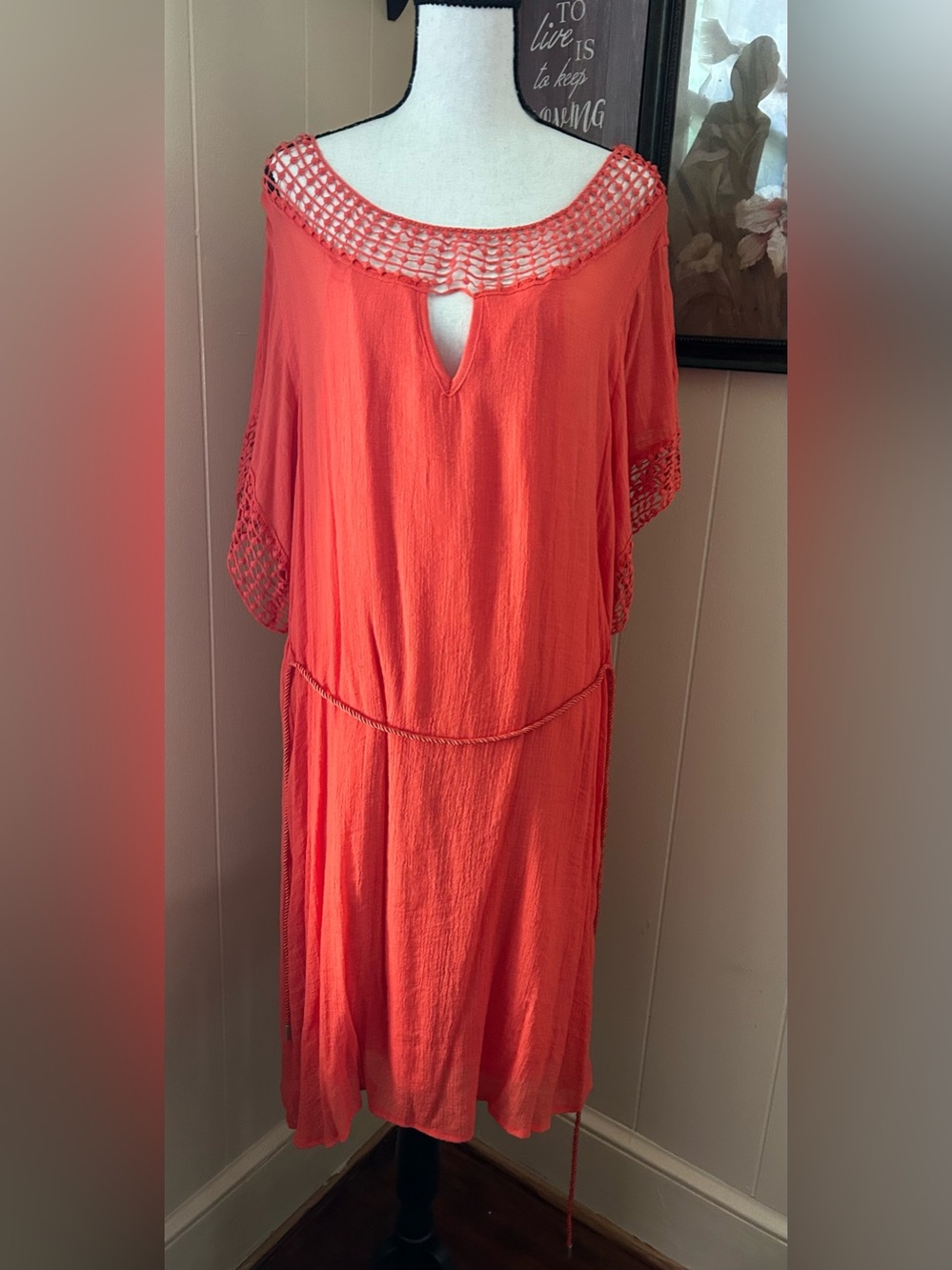 Mlle Gabrielle Coral Crochet dress